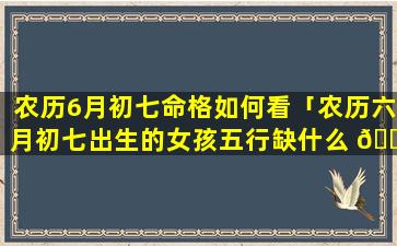 农历6月初七命格如何看「农历六月初七出生的女孩五行缺什么 🌷 」